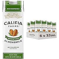 Califia Farms - Unsweetened Almond Milk, Dairy Free, Vegan, Plant Based, Keto Food, Shelf Stable, Vegan, Gluten Free, Non GMO
