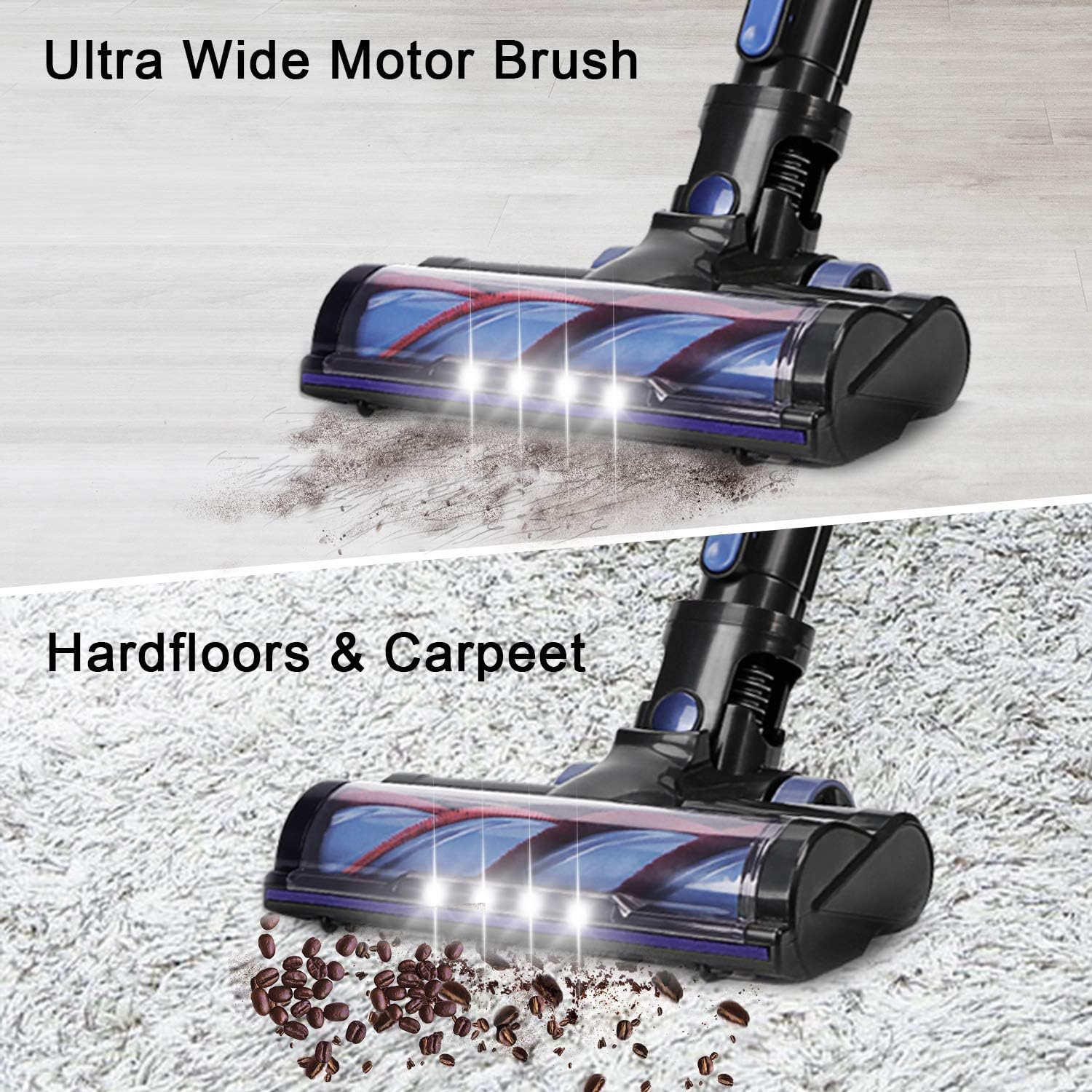 APOSEN Cordless Vacuum Cleaner, 24KPa Powerful Suction 250W Brushless Motor 4 in 1 Stick Vacuum for Home Hard Floor Carpet Car Pet H250 Blue -