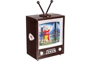 TEAM SPORTS AMERICA NFL Kansas City Chiefs Snow Globe Lantern, Vintage TV Water Globe with Lights & Swirling Glitter, Battery Operated Christmas Football Tabletop Decoration, Memorabilia Gift for Men & Women Fans