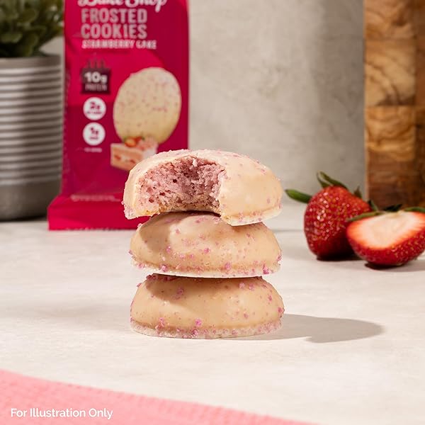QUEST NUTRITION FROSTED COOKIES TWIN PACK, STRAWBERRY CAKE, 1G SUGAR, 10G PROTEIN, 2G NET CARBS, GLUTEN FREE, 16 COOKIES