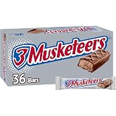 3 MUSKETEERS Milk Chocolate Candy Bars, Full Size, Bulk Candy Box, 36 ct | Light whipped chocolate nougat in full size bars, for sharing, party favors and lunch boxes, gift bag, snack box