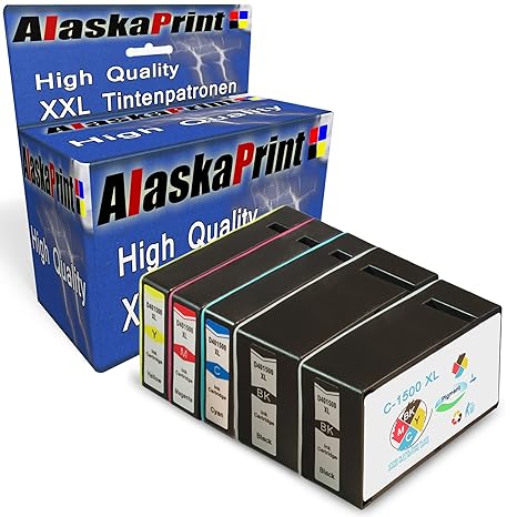Alaskaprint 5er Set Druckerpatronen Kompatibel für Canon PGI-1500XL PGI 1500 XL für Canon Maxify MB2000 Series MB2050 MB2350 