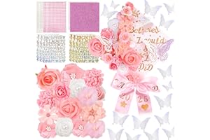JMUQ 66Pcs Graduation Cap Decorations Graduation Cap Decorations kit Included Faux Flower Heads3D Butterfly Stickers for DIY Grad Cap Topper Grad Party Decor(Pink)