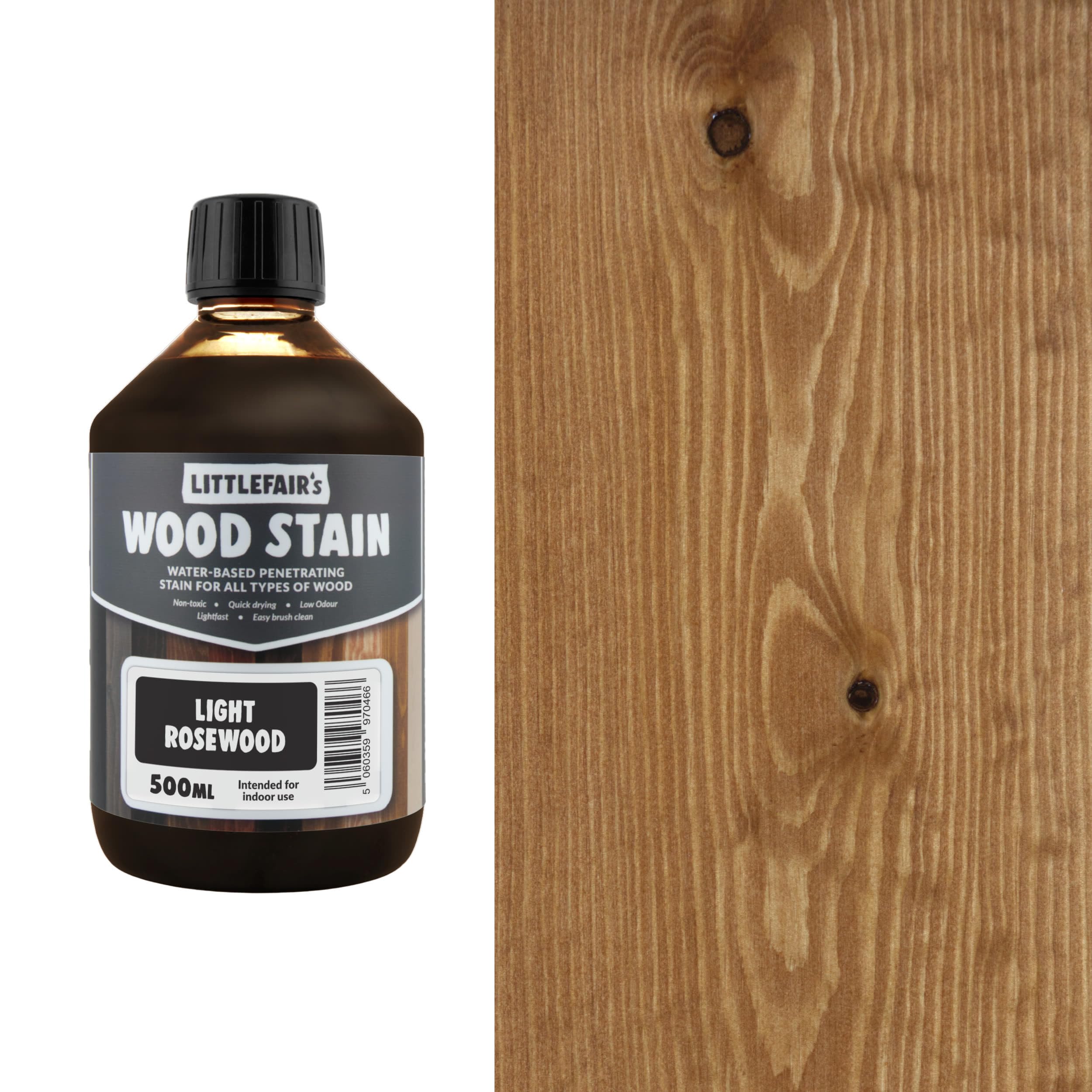 Littlefair's Wood Stain Water-Based - (Light Rosewood) – Non-Toxic, Eco-Friendly & Quick Drying - Easy-to-Apply, Concentrated Formula for All Wood Types – 500ml