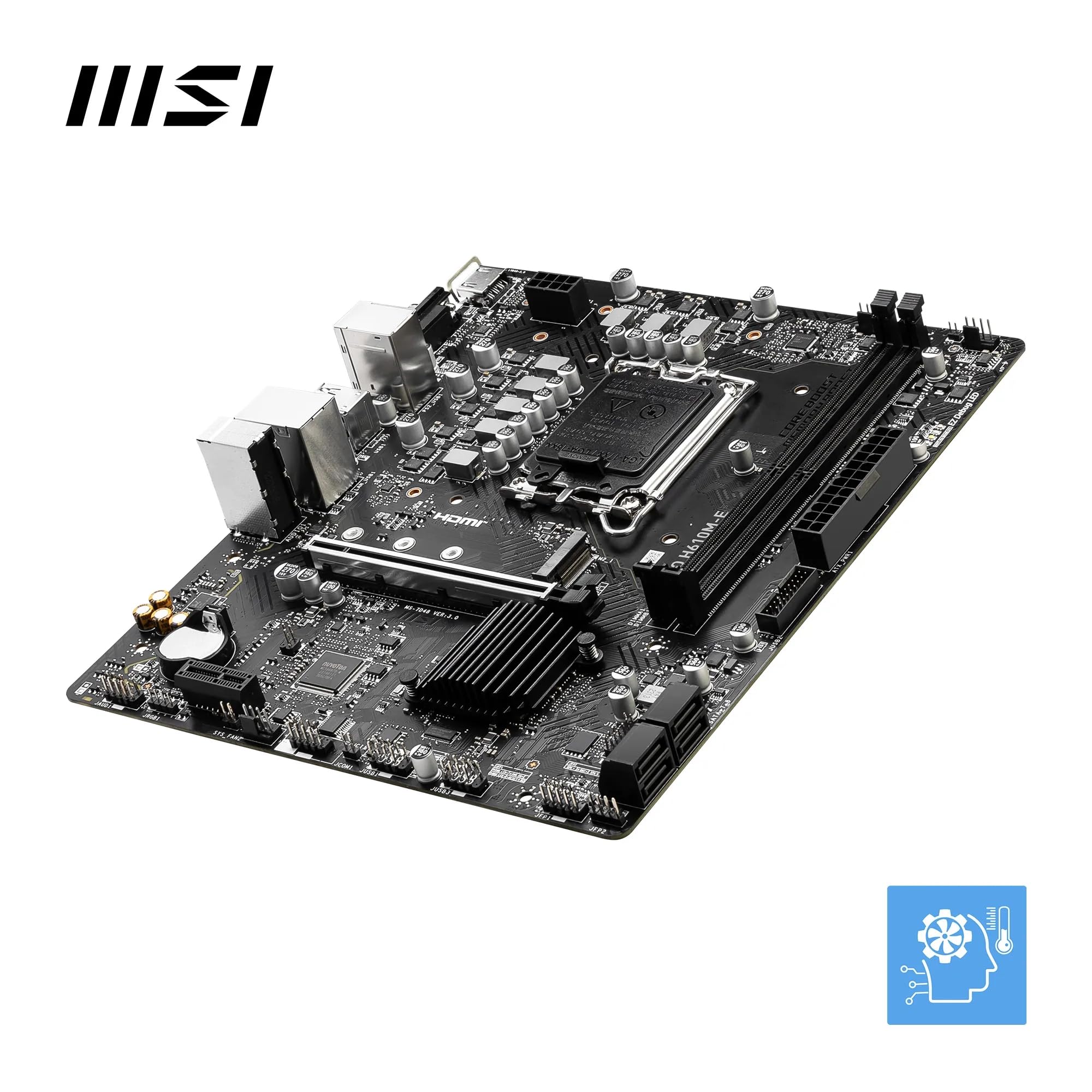 MSI PRO H610M-E Motherboard, Micro-ATX - Unterstützt Intel Core Prozessoren der 12. und 13. Generation, LGA 1700 - DDR5 Memory Boost 5600MHz/MAX, PCIe 4.0 x16 Slot, M.2 Gen3 Slot 4