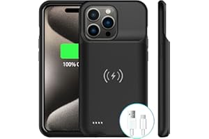 TYHDGHJ Battery Case Charger Made for iPhone 15 Pro Max, Type-C Ultra Slim Protective Charging Case, Wireless Slim 8500mAh Portable Rechargeable Charger - Black (2023)