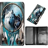 DEGDFSGR Checkbook Cover - PU Leather Standard Duplicate Register Check Card Book Holder Wallet with RFID Blocking Function for Girl Men Women, Wind Chime Wolves