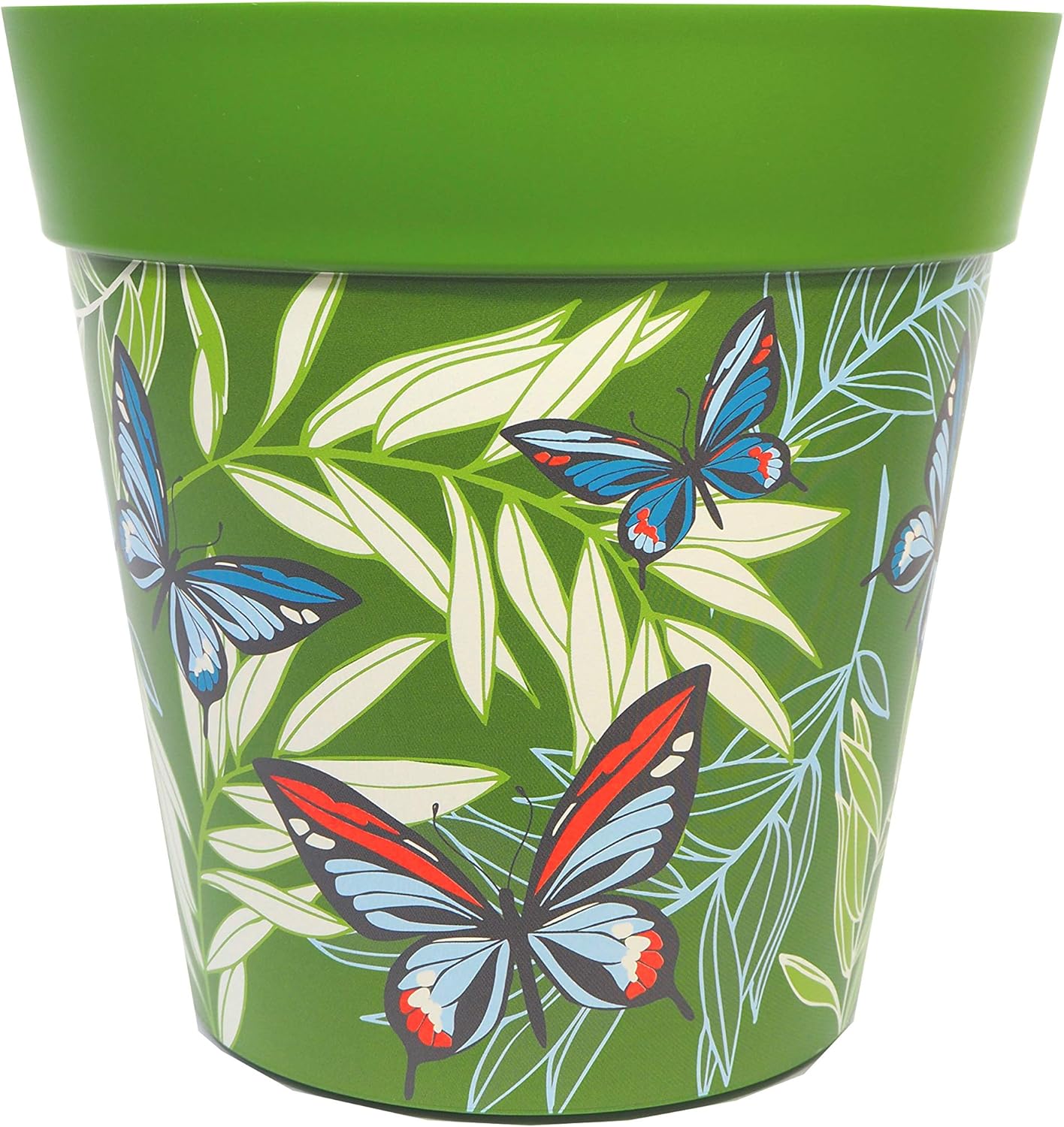 Hum Flowerpots, 22cm, Various Patterns Colours and Sizes, Indoor/Outdoor Plastic Plant Pot, Green Butterfly Palms - Image 4