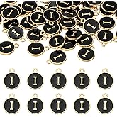 uxcell 52pcs Letter Charm, Enamel Letter Pendants, Alphabet I Pendants Double Sided Beads Charm for DIY Bracelet Necklace Pendants Earring Jewelry, Black