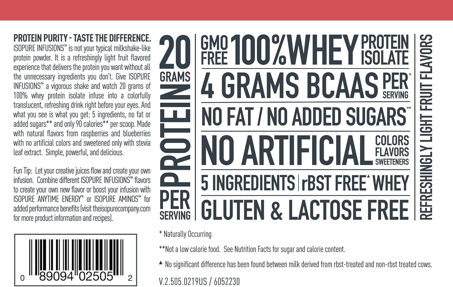 ISOPURE INFUSIONS, Refreshingly Light Fruit Flavored Whey Protein Isolate Powder, "Shake Vigorously & Infuses in a Minute", Mixed Berry, 16 Servings: Health & Personal Care