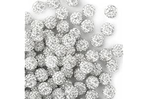 10mm Clay Rhinestone Beads for Bracelets, 100 Pcs Sparkle Crystal Beads for Jewelry Making, Glitter Round Shamballa Disco Bal