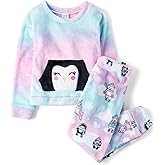 The Children's Place girls Long Sleeve Top and Bottoms Cozy Fleece 2 Piece Pajama Set