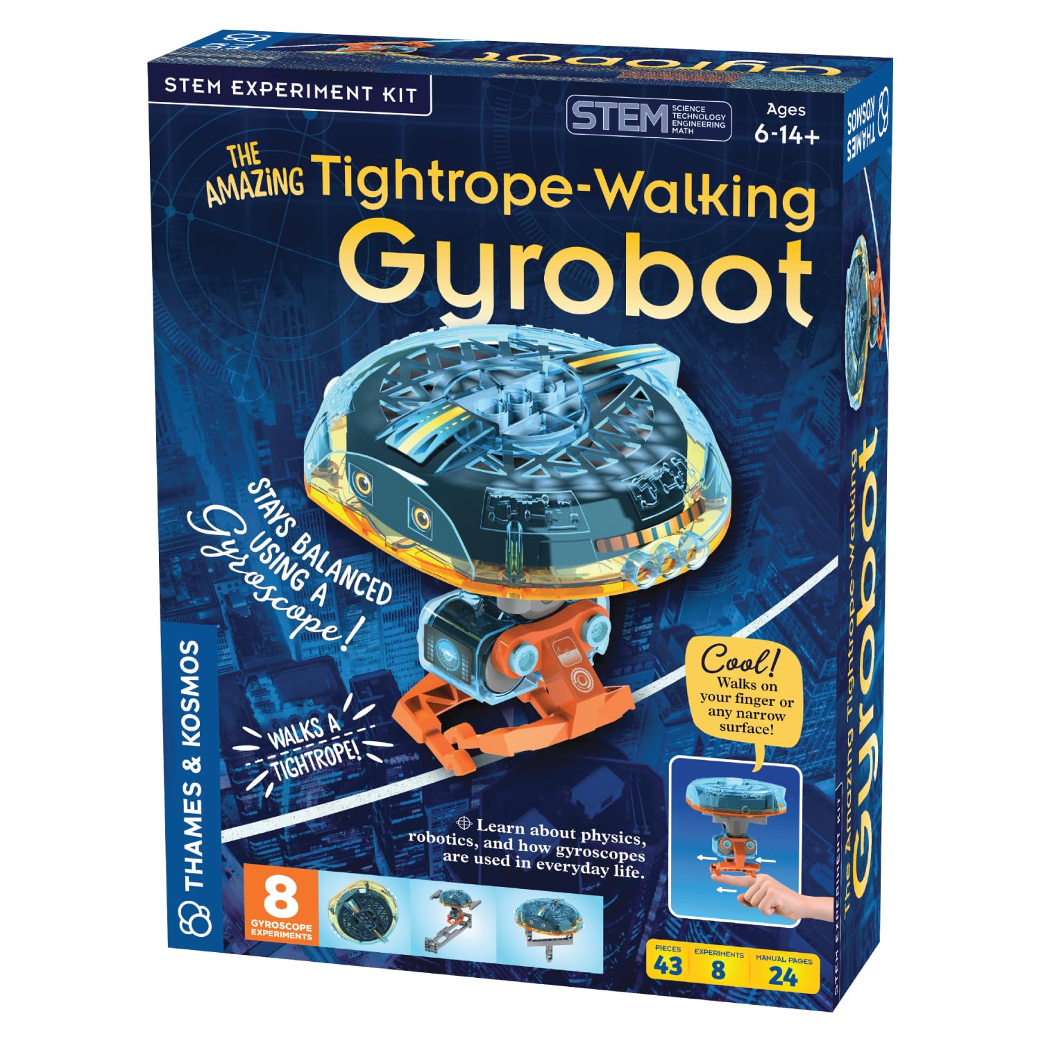 Thames & Kosmos | 620302 | The Amazing Tightrope- Walking Gyrobot | STEM Experiment Kit | Learn how Gyroscopic Forces Work in Everyday Devices | 8 Experiments | Ages 6+