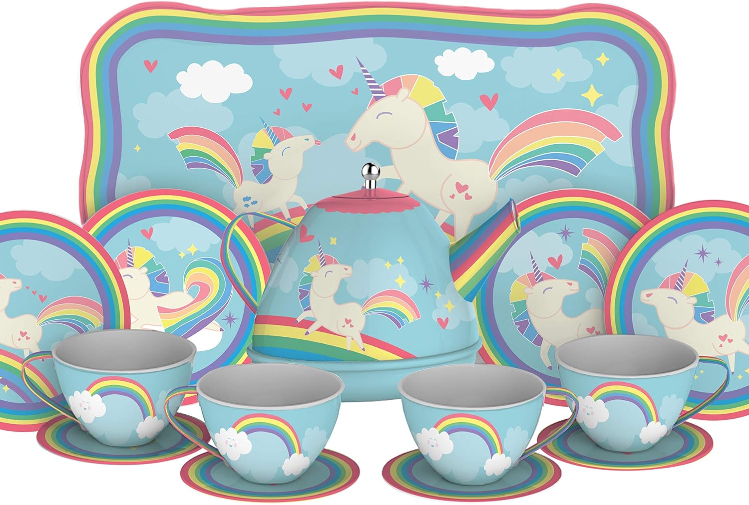 schylling unicorn tin tea set