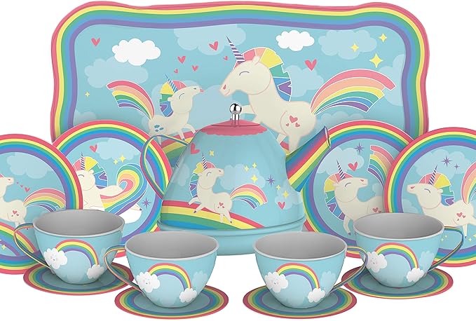 schylling unicorn tin tea set