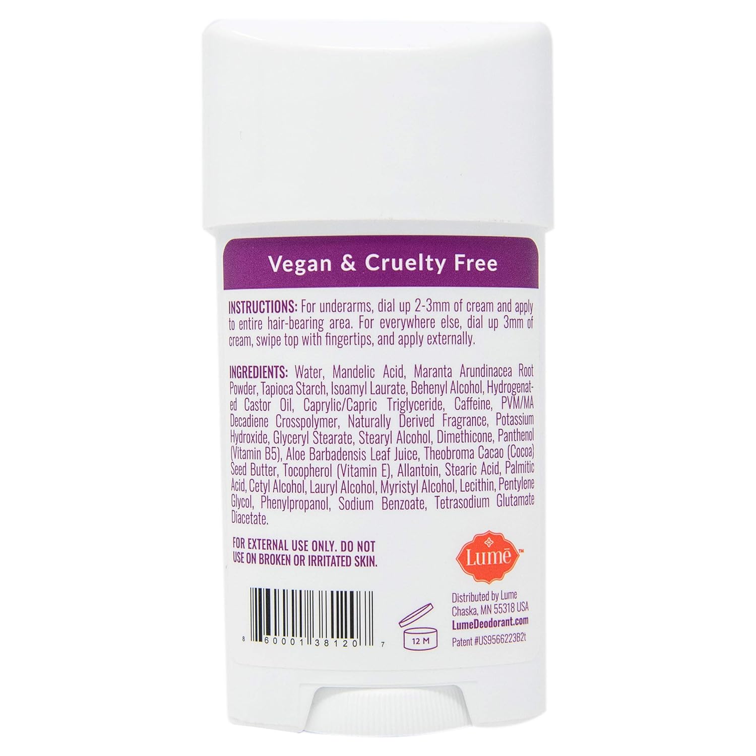 Lume Natural Deodorant - Underarms and Private Parts - Aluminum-Free, Baking Soda-Free, Hypoallergenic, and Safe For Sensitive Skin - 2.2 Ounce Stick (Jasmine Rose) : Beauty