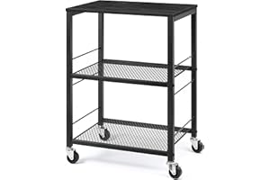 LIANTRAL 3 Tier Rolling Cart, Black Kitchen Carts on Wheels with Storage, Multifunctional Utility Cart for Kitchen Bathroom Living Room Bar Office