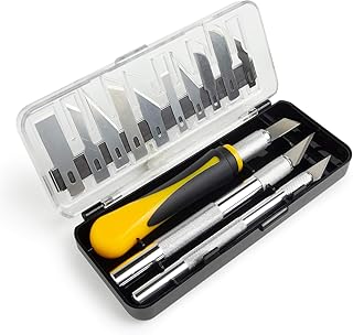 OfficeTree 3x Bastelmesser Skalpell Set 16 tlg. Bastel Zubehör mit 3 verschiedenen Messern und 13 Ersatzklingen - Cuttermesser Basteln als Bastelwerkzeug