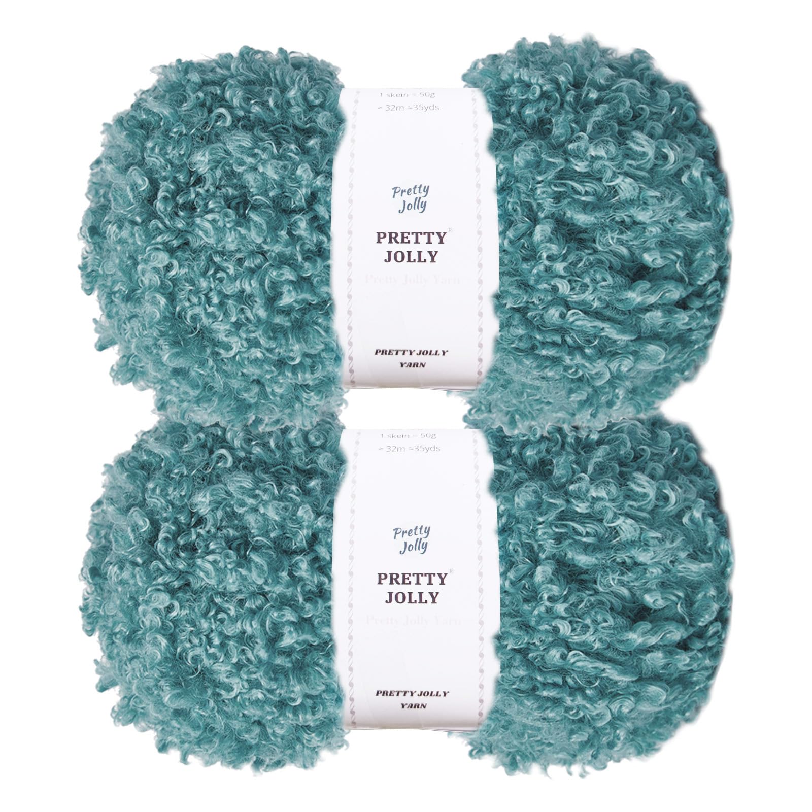Pretty Jolly Teddy Fur Yarn - Super Soft, Chunky, Fluffy Faux Fur - Total Length 2×50m (100g×2) - Sage