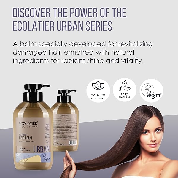 RESTORING NATURAL HAIR BALM WITH ARGAN OIL FOR HAIR/DAMAGED HAIR – DEEP CONDITIONER, VEGAN, SULFATE-FREE, HYDRATING & NOURISHING, 97.5% NATURAL INGREDIENTS 13.5 FL OZ