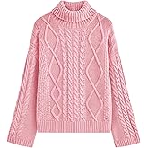 PRETTYGARDEN Fall Sweaters for Women 2025 Oversized Chunky Cable Knit Turtleneck Long Sleeve Winter Pullover Sweater Tops