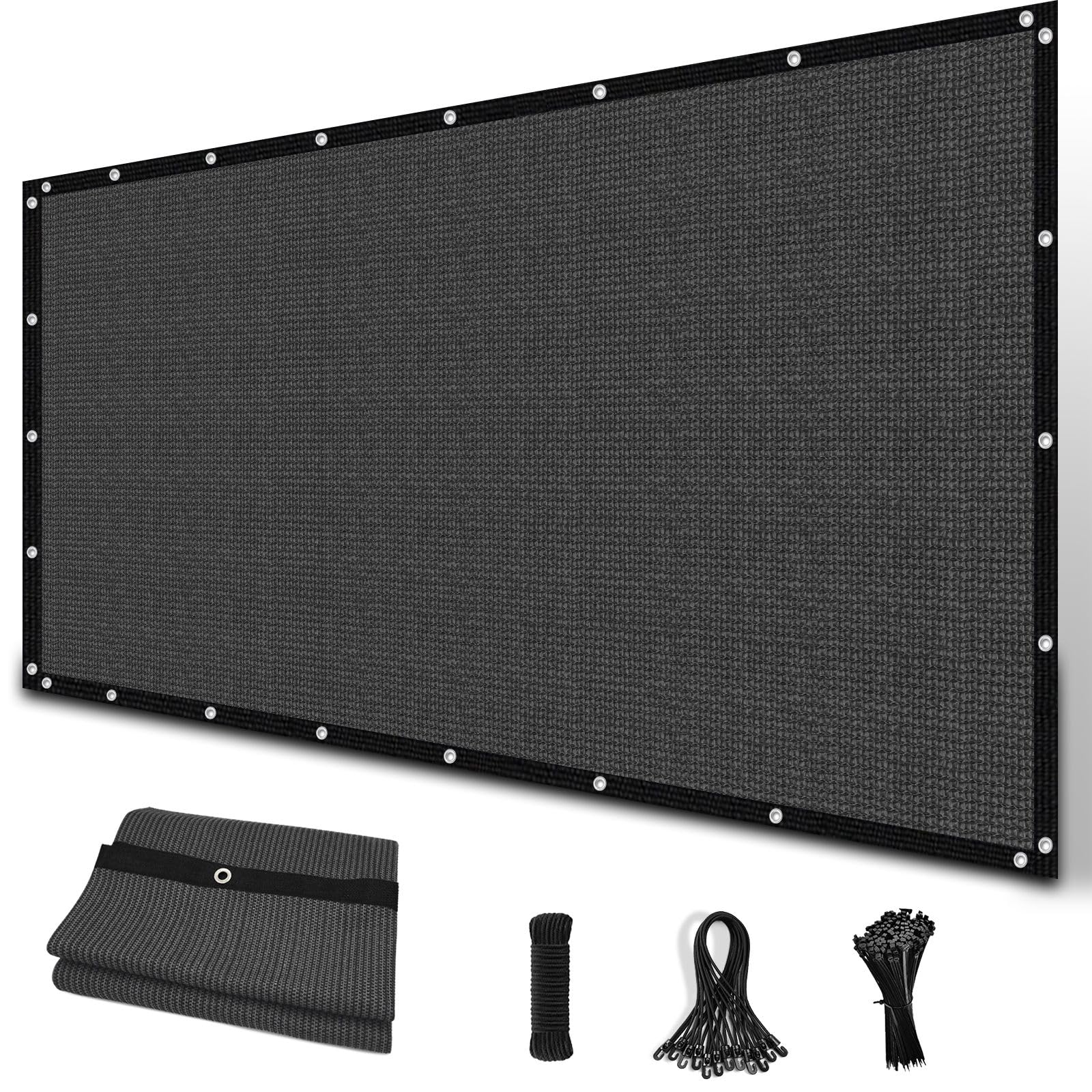 Amagenix 90% Sun Shade Cloth with Grommets, 6' x 20' Pergola Replacement Shade Cover Canopy Privacy Screen for Outdoor Patio Garden, Dark Gray (We Customized) Image