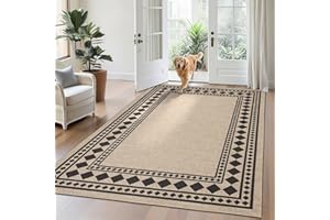 GarveeHome Modern Solid Easy Jute 5x7 Area Rugs Washable Outdoor Patio Rug for Living Room Diamond Indoor Outdoor Carpet Farm