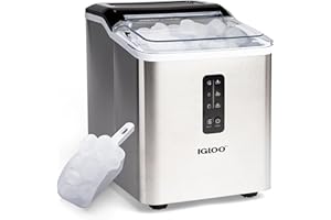 Igloo Automatic Ice Maker, Self-Cleaning, Countertop Size, 26 lbs in 24 Hours, 9 Large or Small Ice Cubes in 7 Minutes, LED C