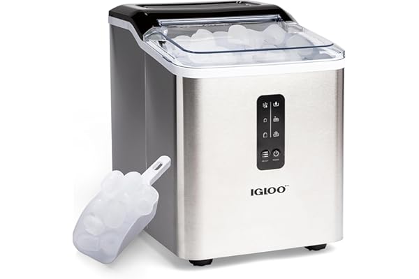Igloo Automatic Ice Maker, Self- Cleaning, Countertop Size, 26 Pounds in 24 Hours, Cubes 7 Minutes, LED Control Panel, Scoop 