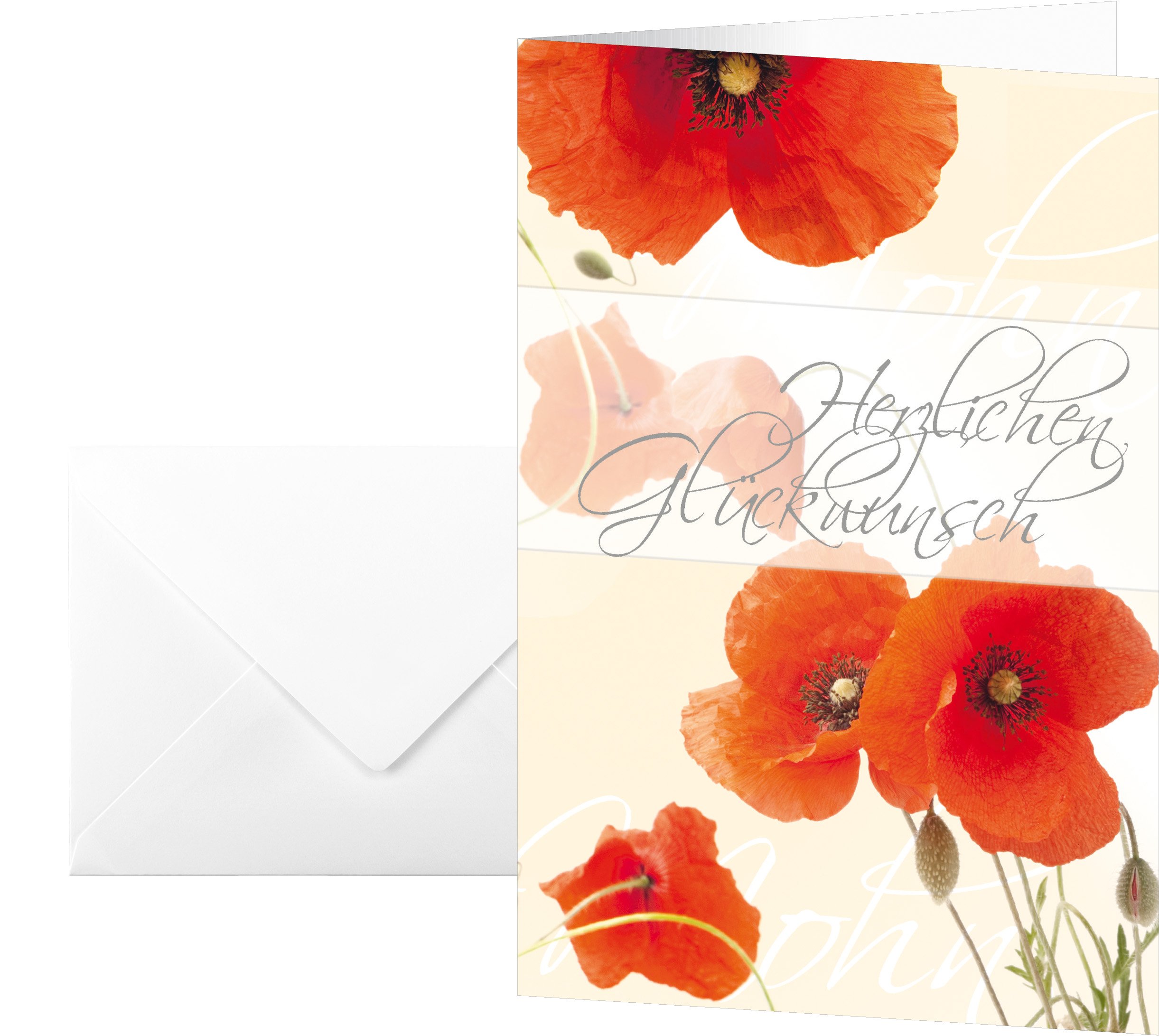 SIGEL DS003 Red Poppies Greeting Cards Set of 10 with Envelopes Ideal for Printing — image 1