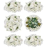 BLOSMON Artificial Flower Balls Wedding Centerpieces 6 Pcs 15.7" Large White Fake Flowers Rose Hydrangea Ball Arrangement Center Pieces for Table Silk Floral Bouquet for Wedding Party Home Decor