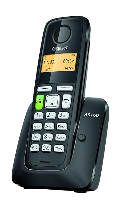 title=Gigaset AS160 Telefono Cordless, Vivavoce, Sveglia, Batterie Lunga Durata, Nero