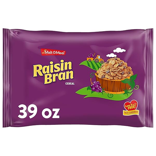 MALT-O-MEAL RAISIN BRAN CEREAL, WHEAT FLAKES AND RAISINS...