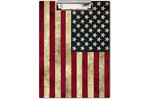 Britimes Clipboard Decorative Office School Hardboard Wood Nursing Clip Board and Pull for Standard A4 Letter Size American US Flag 12.6" X 8.9"