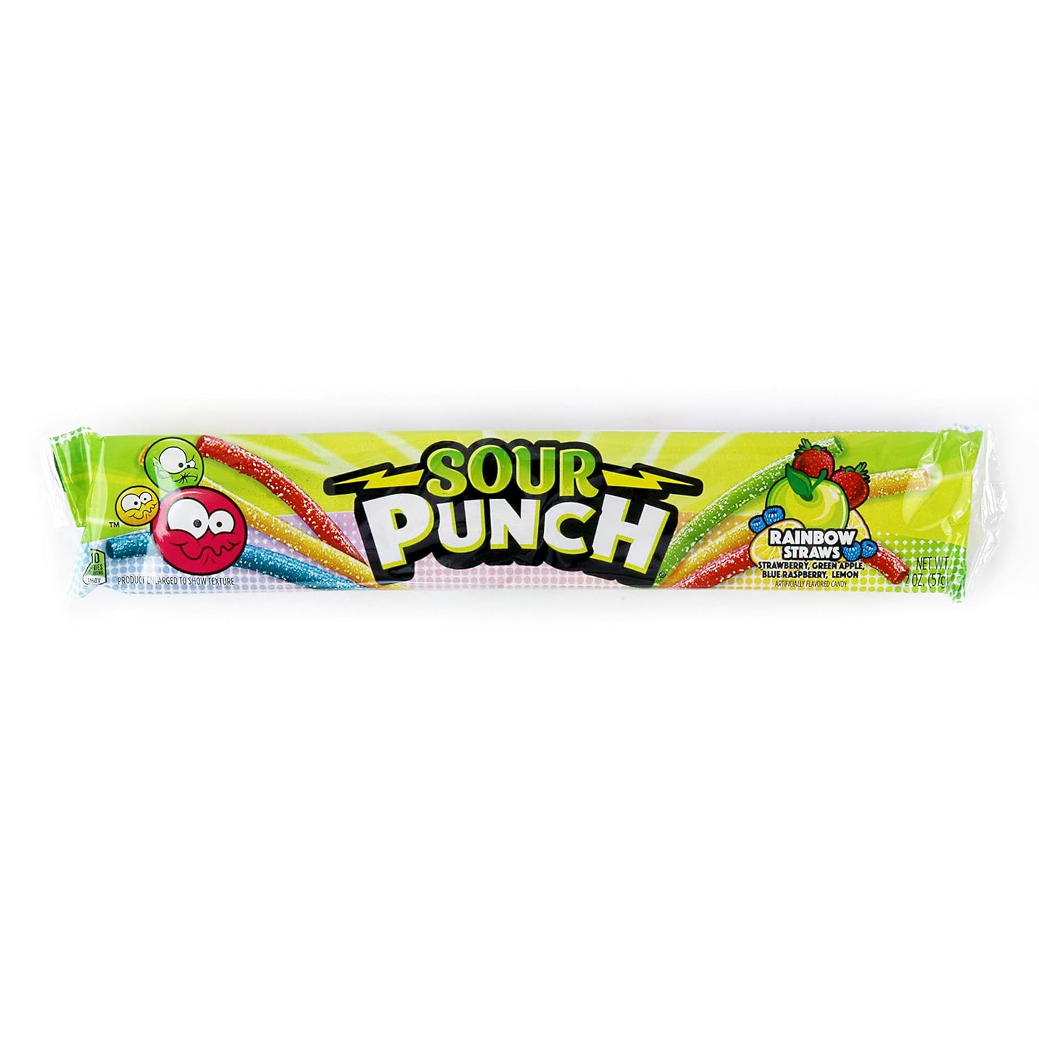 Sour Punch Straws, Rainbow Fruit Flavors, Chewy Sweet & Sour Candy, 2oz Tray (24 Pack) : Grocery & Gourmet Food