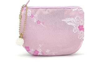 GOLDEN AMY Handmade Women Coin Purse Brocade Rosary Bag Silk Jewelry Pouch Zipper Wallet - Pink