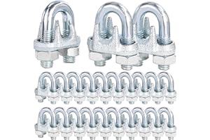 HIGH-PQ 30PCS 3/8" M10 Zinc-Plated Wire Rope Clamps – Heavy Duty U-Bolt Cable Clips (Silver)