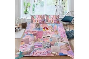 NOXOZOQM 3 Pcs Music Merch Bedding Set with 1 Quilt Cover 2 Pillowcases Famous Singer Themed Duvet Cover Set,Suitable gifts for fans, such as your friends, family, lovers, children (Singer 1, Queen(90"x90"))…