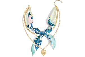 CLASSYZINT Scarf Necklace for Women Layered Necklace with Heart Pendant Gold Snake Chain Fashion Jewelry