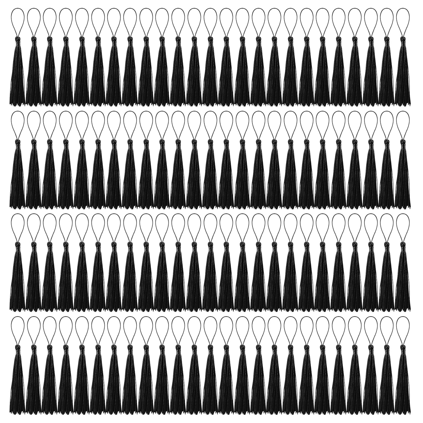 Photo 1 of BOUBONI 100 Pcs Bookmark Tassels Bulk Black Soft Craft Silky Handmade Mini Tassels for Jewelry Making with Loops for DIY Craft Accessory Dress Decoration