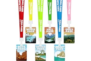 BunneDany 6 Sets National Park Hall Pass Lanyards with Cards Unbreakable PVC School Passes Set for Elementary Middle School Classroom Library Office Nurse Boys Girls Restroom Teacher Supplies Gift