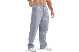 BROKIG Mens Buttlift Workout Sweatpants Open Bottom Jogging Track Sweat Pants Straight Leg Baggy Joggers with Zip Pocket