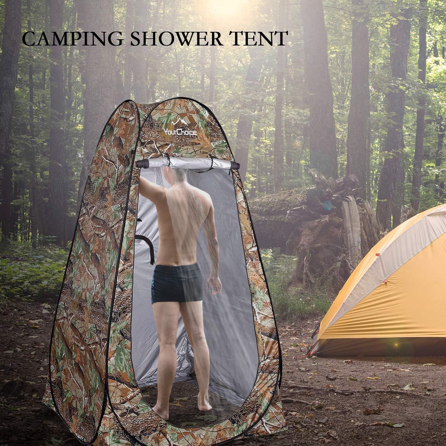 Your Choice Pop Up Camping Shower Tent, Portable Changing Room Camp Shower Toilet Privacy shelter Tents for Outdoor and Indoor, 6.2FT Tall - Color Camo Green: Sports & Outdoors