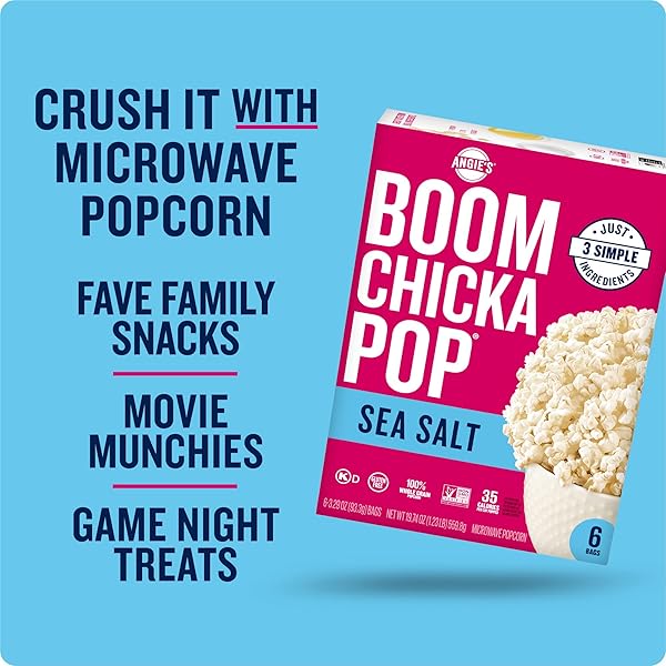 ANGIE’S BOOMCHICKAPOP SEA SALT MICROWAVE POPCORN, 3.29 OZ., 6-COUNT BAGS