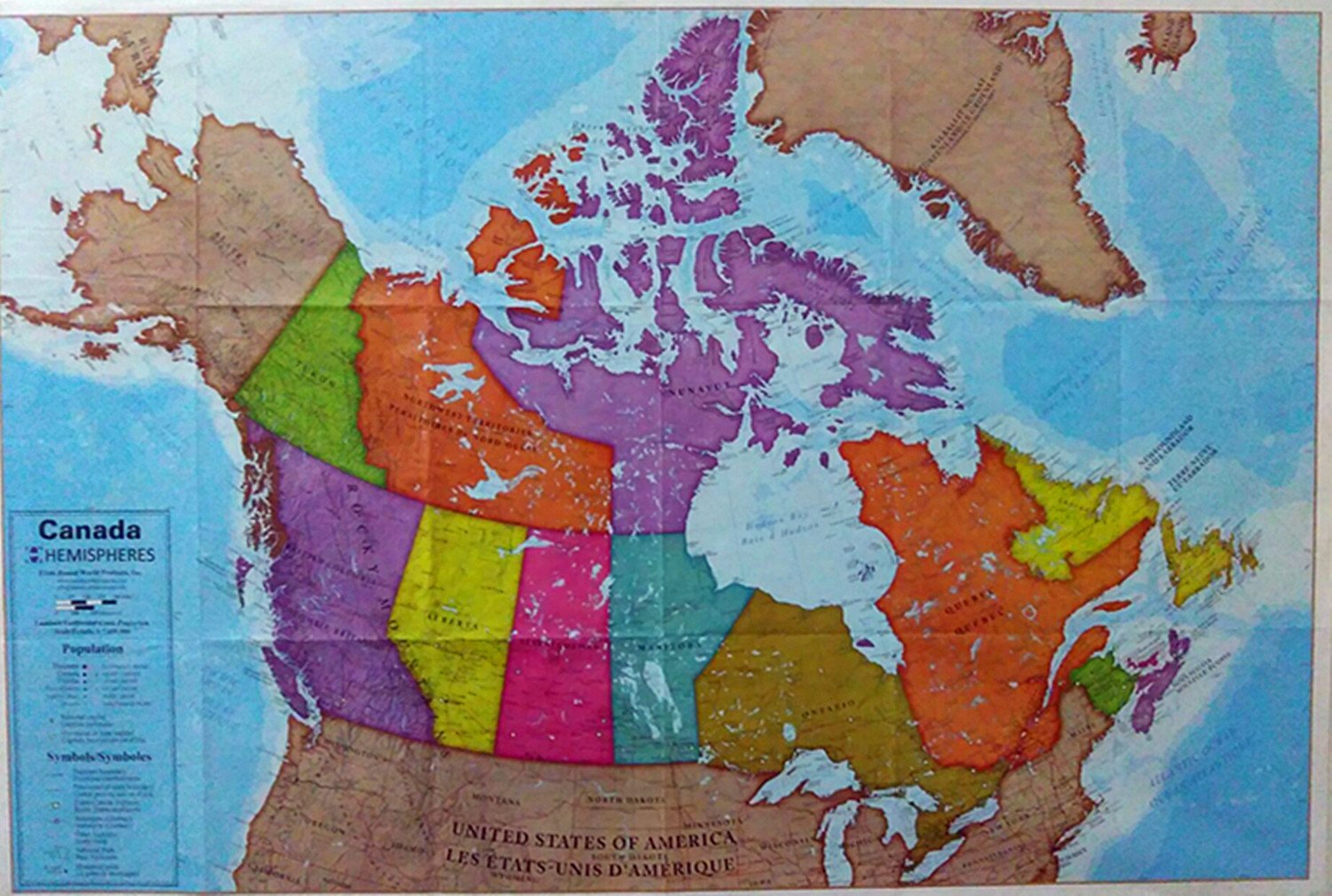 KENGEL Tyvek 24x36 in United States, USA,World,Canda maps Tyvek Dupont 1443R Paper MAP (24x36