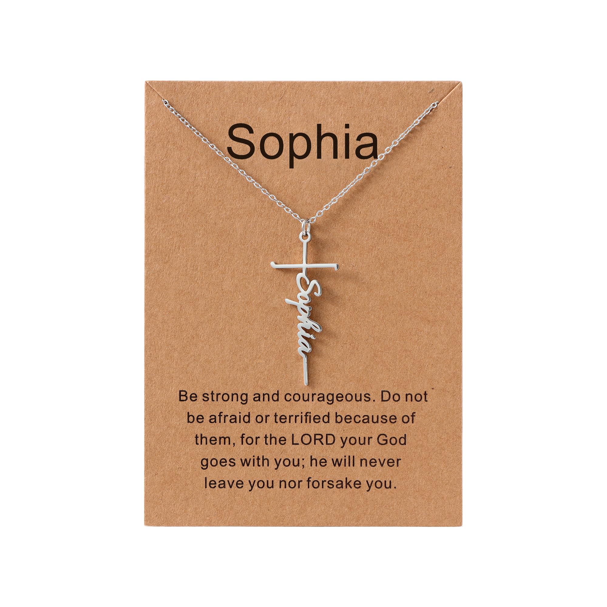 Lcherry Sophia Name Cross Necklace Personalized