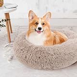 Enjamoy Plush Donut Dog Bed Calming Round Pet Bed 70cm Brown view 5