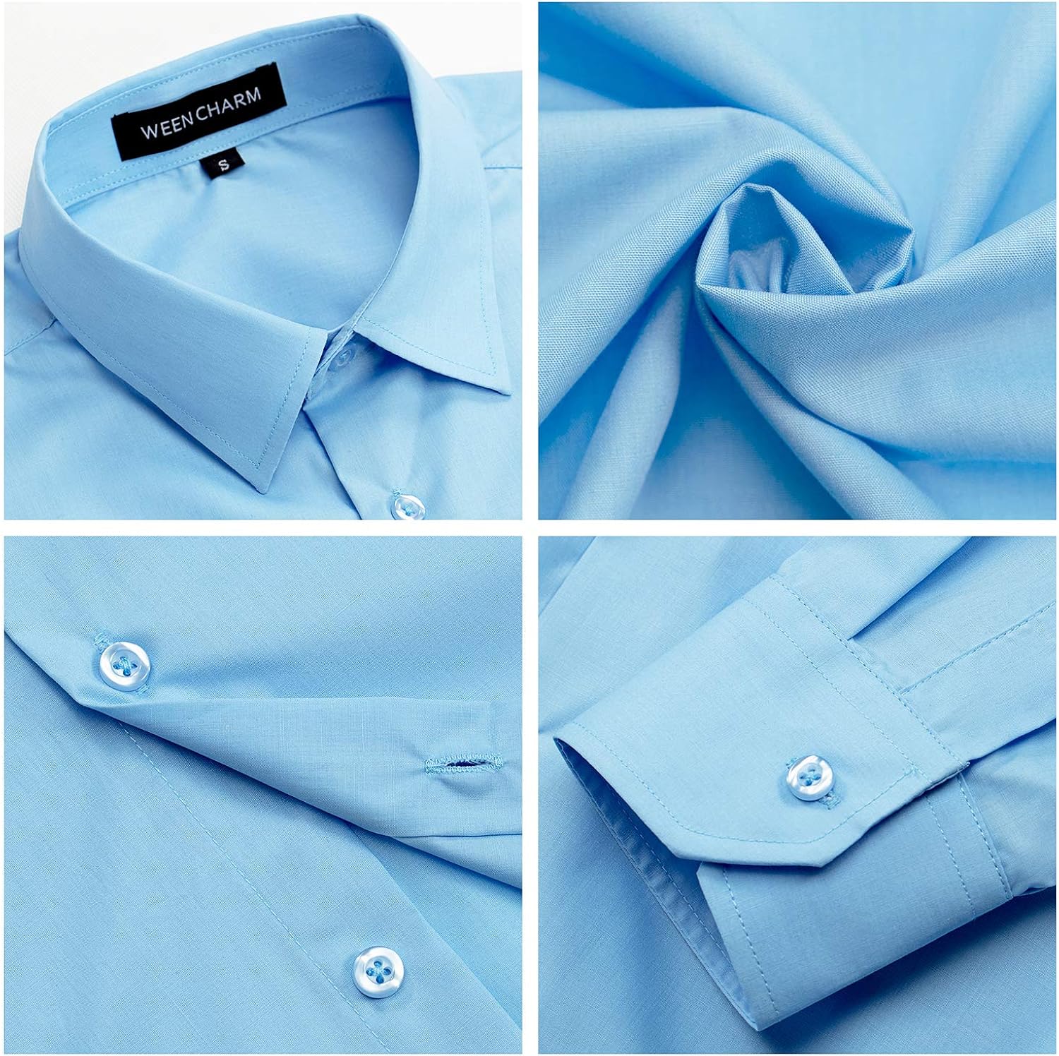 WEEN CHARM Mens Dress Shirts Regular Fit Button Down Tuxedo Shirts with Matching Tie and Handkerchief at  Men’s Clothing store