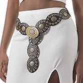 Amztown Western Belts for Women, Vintage Leather Belts Boho Waist Belts Concho for Dress Jeans Country Concert Outfit