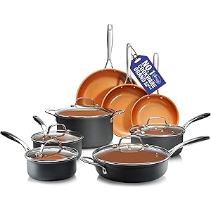 Gotham Steel Pro Hard-Anodized Pots and Pans 13 Piece Premium Cookware Set